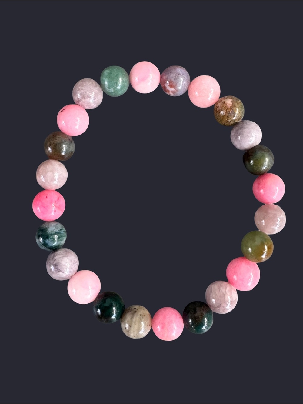 Agate & Quartz Gemstone Bead Bracelet 8mm